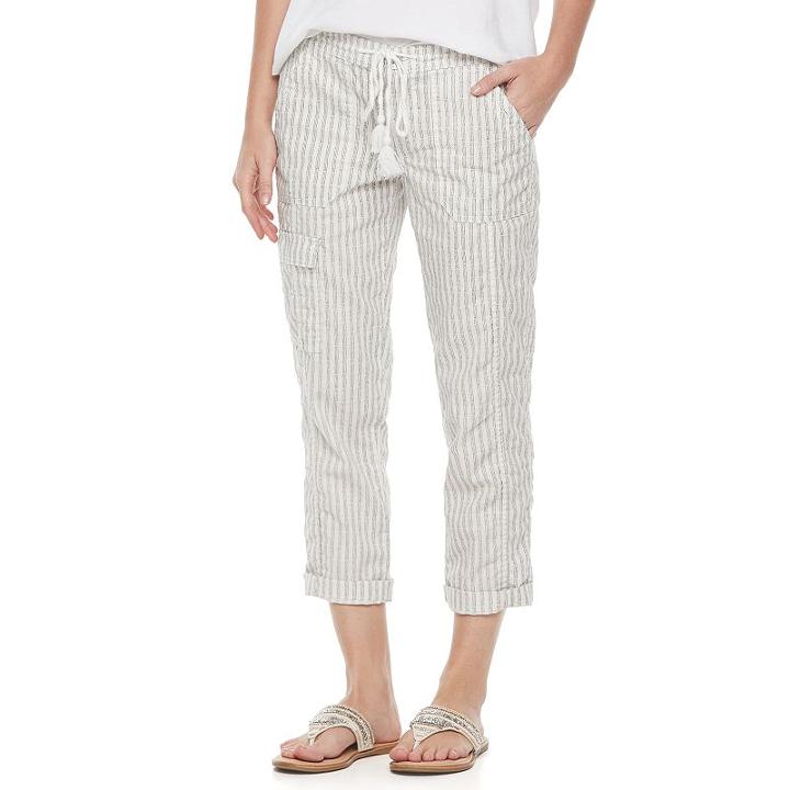 Women's Sonoma Goods For Life&trade; Beachy Tassel Capris, Size: 8, White