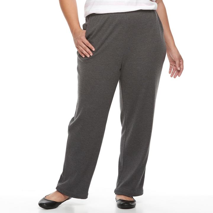 Plus Size Croft & Barrow&reg; Pull-on Knit Leisure Pants, Women's, Size: 3x Short, Dark Grey