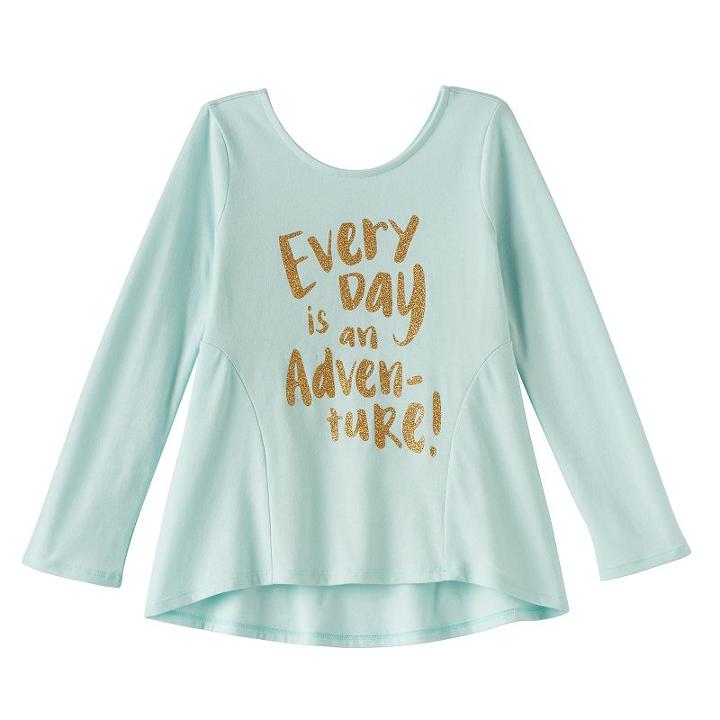 Girls 4-10 Jumping Beans&reg; Pieced Graphic High-low Tunic, Size: 10, Turquoise/blue (turq/aqua)