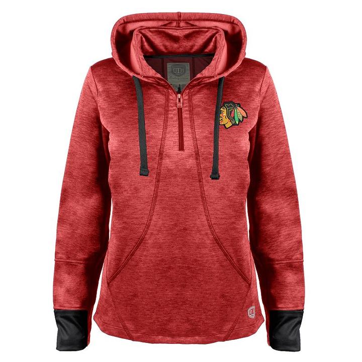 Women's Old Time Hockey Chicago Blackhawks Annabelle Quarter-zip Hoodie, Size: Large, Red