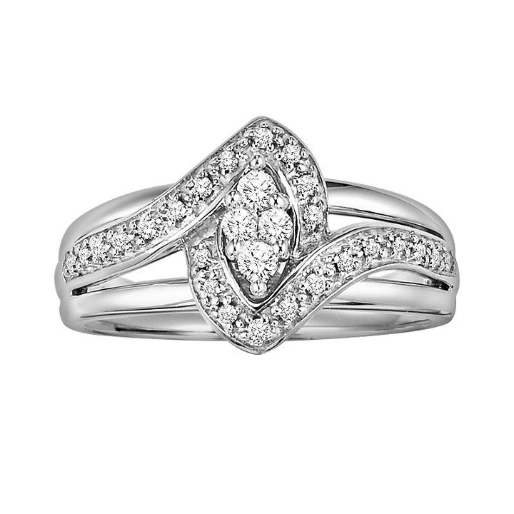 Love Always Diamond Frame Engagement Ring In Platinum Over Silver (1/5 Ct. T.w.), Women's, Size: 9, White