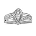 Love Always Diamond Frame Engagement Ring In Platinum Over Silver (1/5 Ct. T.w.), Women's, Size: 9, White