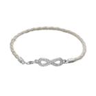 Crystal Sterling Silver Infinity Link Woven Leather Bracelet, Women's, Size: 7.5, White