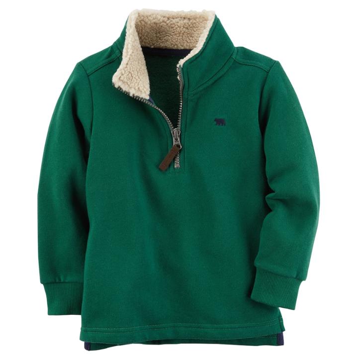 Boys 4-8 Carter's Sherpa Half Zip Fleece Pullover, Size: 5, Green
