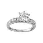 10k White Gold Lab-created White Sapphire & 1/4 Carat T.w. Diamond Engagement Ring, Women's, Size: 9