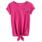 Girls Plus Size So&reg; Rolled Cuff Tie Front Tee, Size: 12 1/2, Med Pink