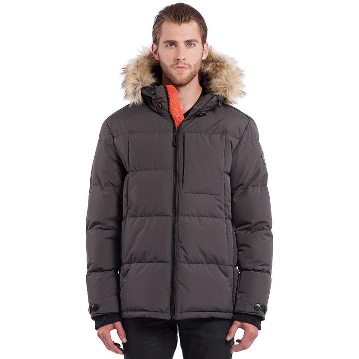 Men's Noize Mid-length Faux-fur Hooded Parka, Size: Large, Grey