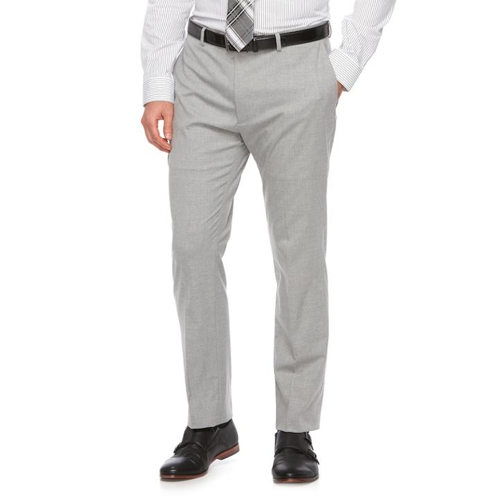 Men's Apt. 9&reg; Premier Flex Slim-fit Flat-front Suit Pants, Size: 30x30, Light Grey
