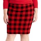 Plus Size Chaps Buffalo Check Pencil Skirt, Women's, Size: 2xl, Red