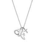 18k White Gold-plated Cubic Zirconia Lock, Bow & Arrow, Cross Charm Pendant Necklace, Women's