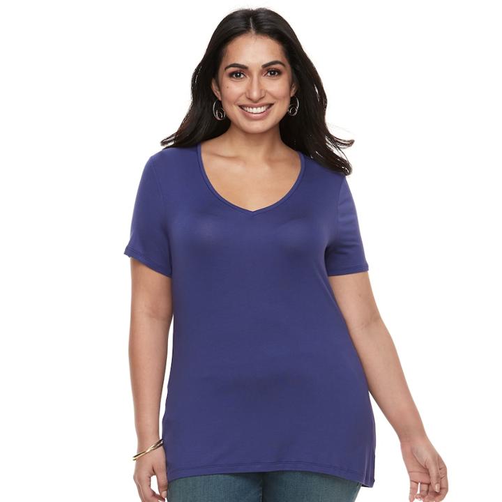Plus Size Apt. 9&reg; Essential V-neck Tee, Women's, Size: 4xl, Drk Purple