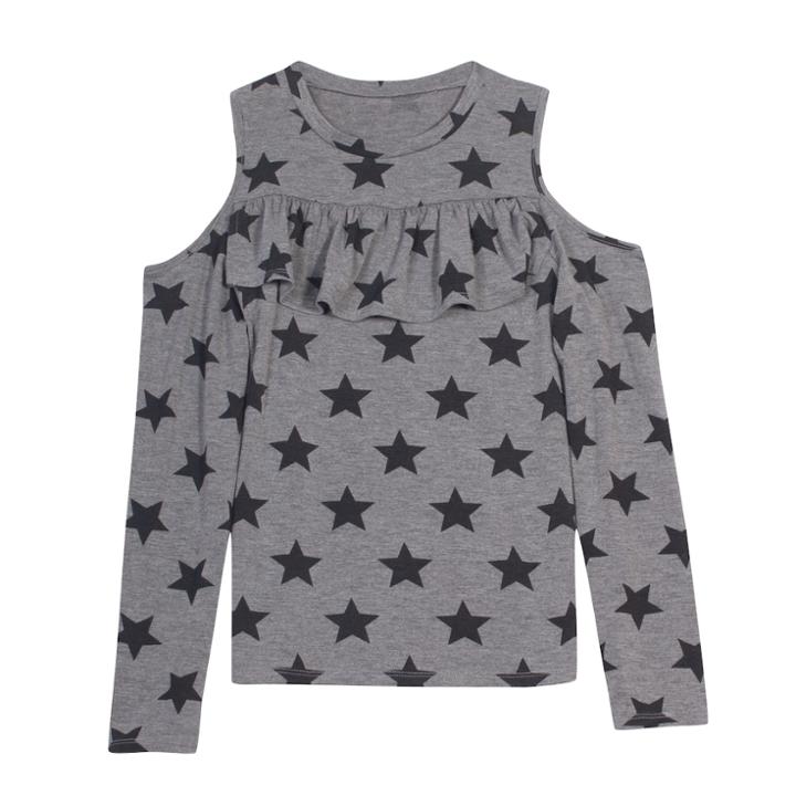 Plus Size Girls 7-16 Harper & Elliott Cold Shoulder Ruffle Chest Tee, Size: Xxl Plus, Grey (charcoal)