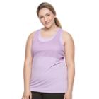 Plus Size Fila Sport&reg; Mesh 2-fer Tank Top, Women's, Size: 1xl, Lt Purple