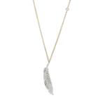 14k Gold 1/3 Carat T.w. Diamond Feather Pendant, Women's, Size: 16, White