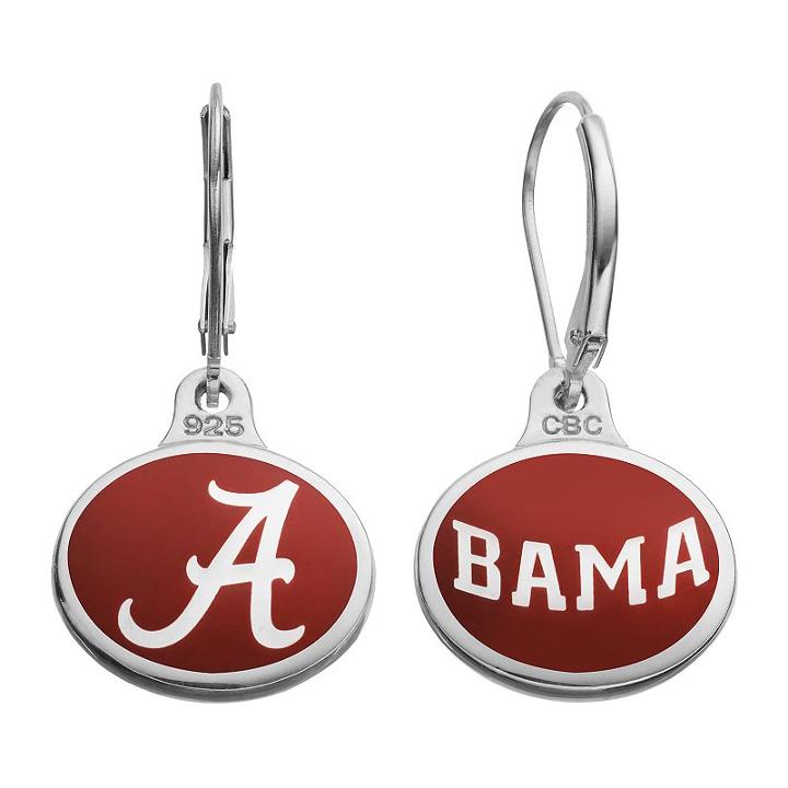 Fiora Alabama Crimson Tide Sterling Silver Team Logo Drop Earrings, Girl's, Red