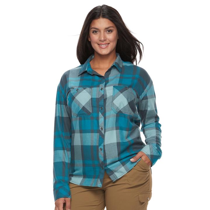 Plus Size Columbia Wildscape Flannel Plaid Roll-tab Shirt, Women's, Size: 2xl, Blue Other
