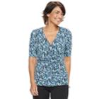 Petite Dana Buchman Faux-wrap Top, Women's, Size: L Petite, Blue (navy)