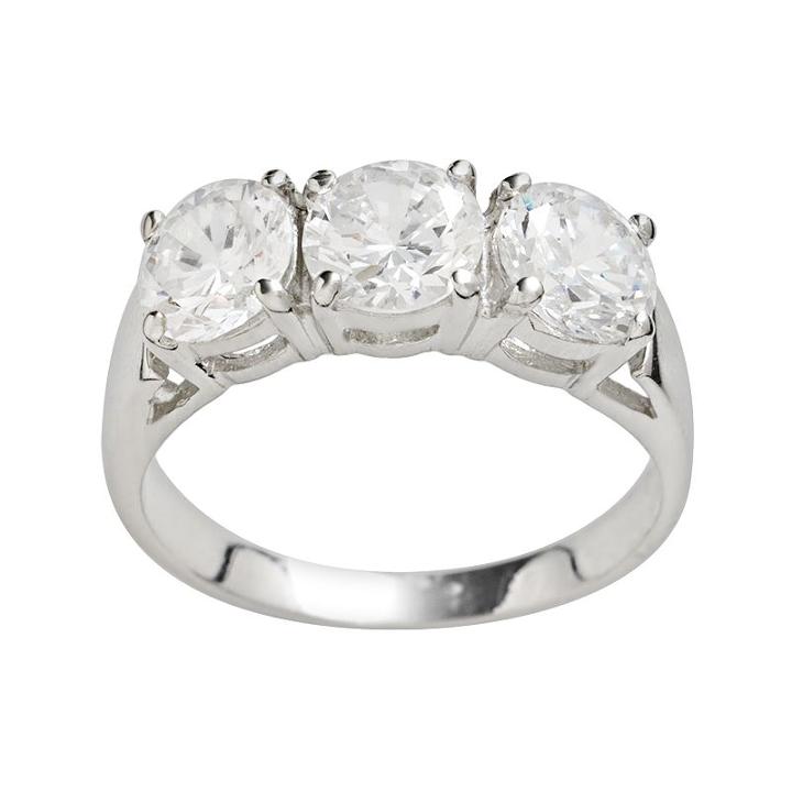 Rhodium-plated Sterling Silver Cubic Zirconia Ring, Women's, Size: 6, White