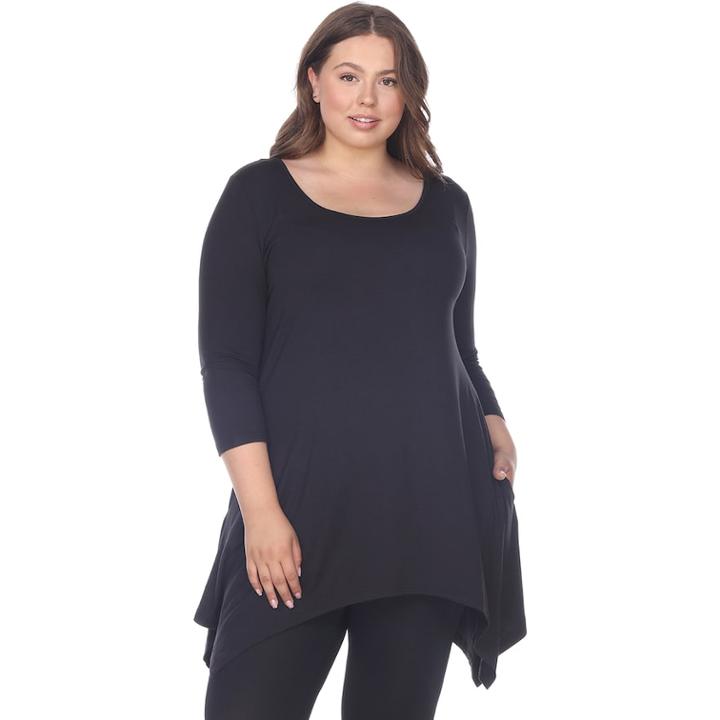 Plus Size White Mark Handkerchief Tunic Top, Women's, Size: 4xl, Blue (navy)