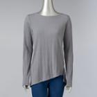 Women's Simply Vera Vera Wang Ribbed Asymmetrical Top, Size: Xl, Grey Other