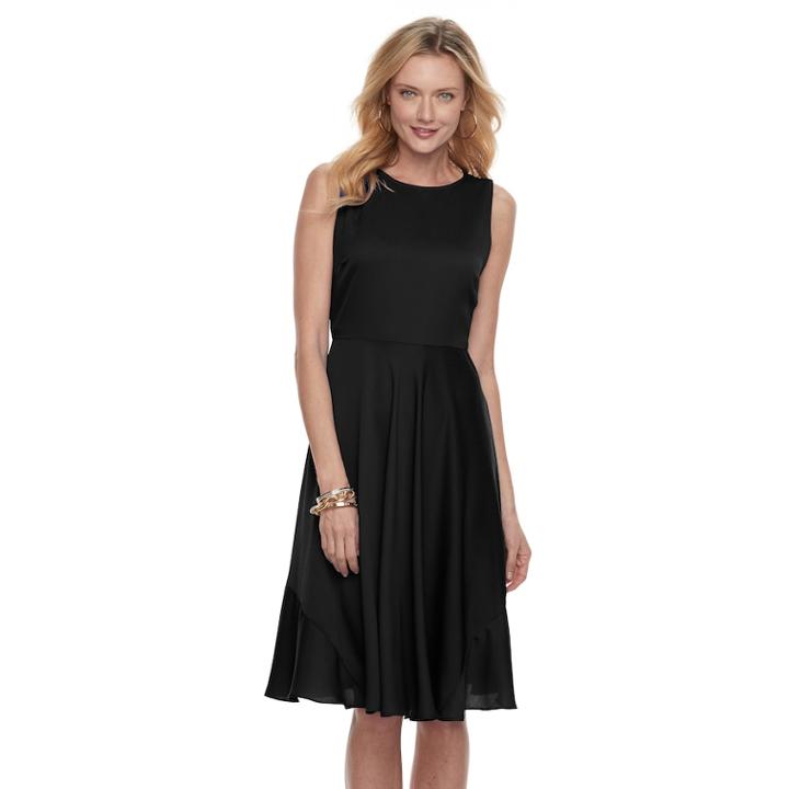 Women's Dana Buchman Sleeveless Paneled Circle Cut Dress, Size: 12, Black