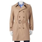 Men's Savile Row Kingston Classic-fit Double-breasted All-weather Coat, Size: Medium, Beig/green (beig/khaki)