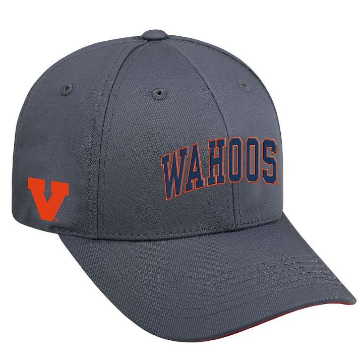 Adult Top Of The World Virginia Cavaliers Cool & Dry One-fit Cap, Men's, Grey (charcoal)