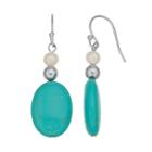 Sterling Silver Simulated Turquoise & Freshwater Cultured Pearl Drop Earrings, Women's, Blue