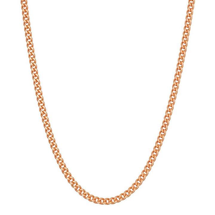 14k Rose Gold Over Silver Curb Chain Necklace - 16 In, Women's, Size: 16, Pink