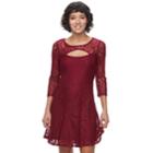 Juniors' Almost Famous Lace Cutout Skater Dress, Teens, Size: Xs, Light Red