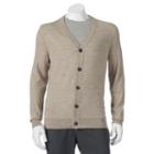 Men's Apt. 9&reg; Modern-fit Marled Merino Cardigan Sweater, Size: Xl, Med Beige