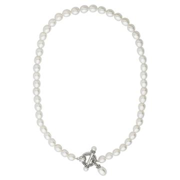 Freshwater By Honora Freshwater Cultured Pearl Sterling Silver Toggle Necklace, Women's, Size: 18, White