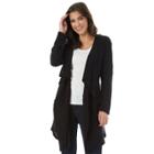 Juniors' Iz Byer California Cable-knit Draped Cardigan, Teens, Size: Large, Black