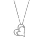Delicate Diamonds Sterling Silver Double Heart Pendant, Women's, Grey