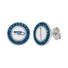 Seattle Seahawks Crystal Team Logo Stud Earrings, Women's, Blue