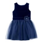 Girls 4-8 Carter's Velvet & Tulle Dress, Size: 8, Blue