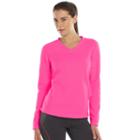Women's Tek Gear&reg; Microfleece V-neck Sweatshirt, Size: Medium, Med Pink