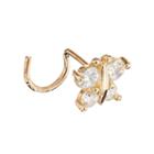 10k Gold Cubic Zirconia 5 Mm Butterfly Nose Stud, Women's, White