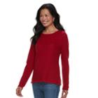 Women's Croft & Barrow&reg; Cozy Crewneck Sweater, Size: Small, Dark Red