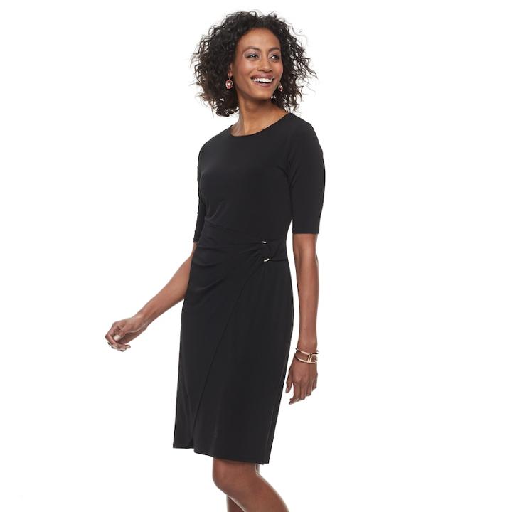 Women's Dana Buchman Faux-wrap Dress, Size: Medium, Black
