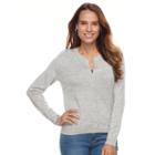 Petite Croft & Barrow&reg; Button-front Cardigan, Women's, Size: L Petite, Med Grey