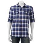 Men's Apt. 9&reg; Modern-fit Plaid Roll-tab Button-down Shirt, Size: Large, Blue