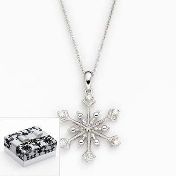 Diamonluxe Sterling Silver Simulated Diamond Snowflake Pendant, Women's, White