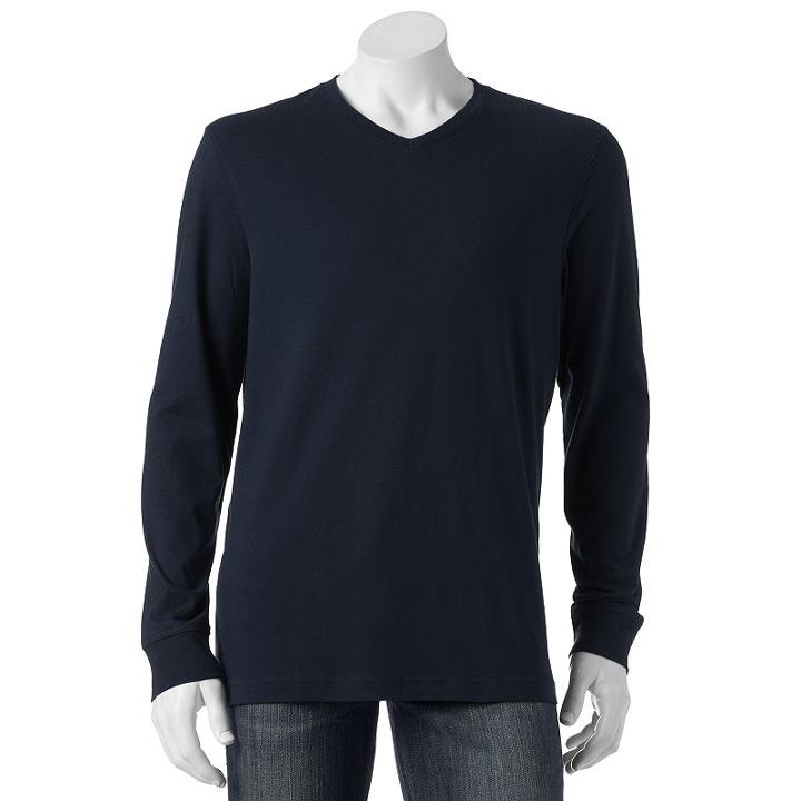 Men's Croft & Barrow&reg; Classic-fit Easy-care V-neck Tee, Size: Large, Blue
