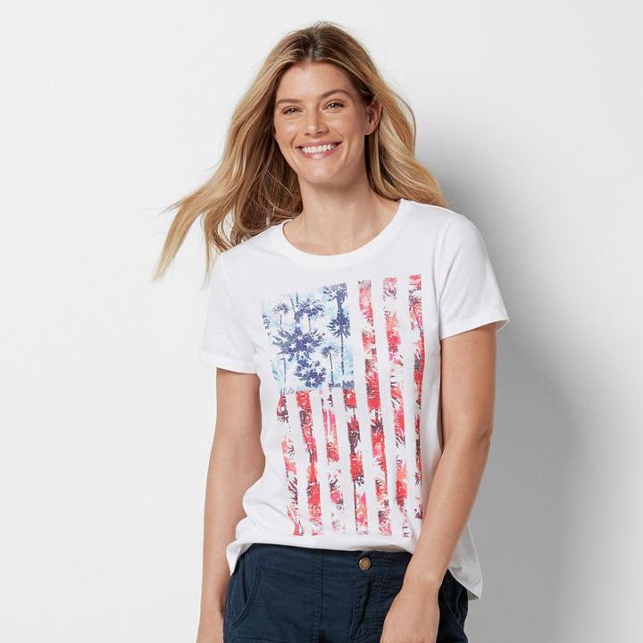 Women's Patriotic Graphic Crewneck Tee, Size: Xxl, Natural