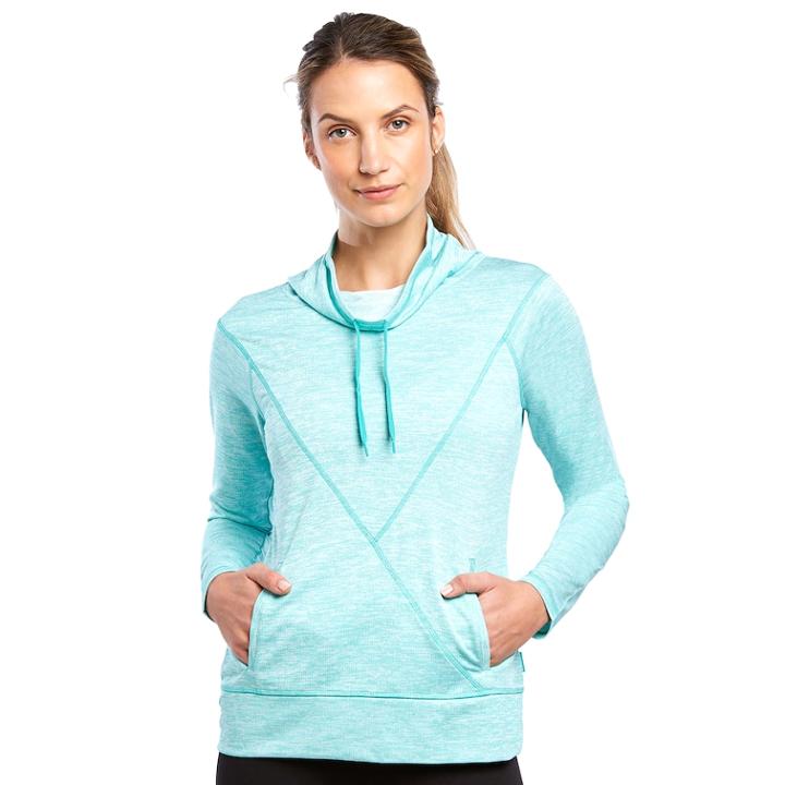 Women's Jockey Sport Fusion Terry Funnel Neck Top, Size: Small, Green