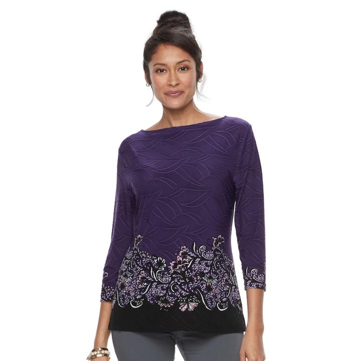 Women's Croft & Barrow&reg; Ballet Neck Top, Size: Medium, Purple