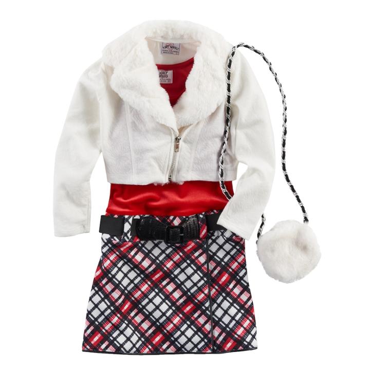Girls 4-6x Knitworks Moto Jacket, Dress & Purse Set, Size: 4, Brt Red
