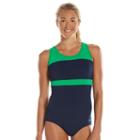 Women's Dolfin Aquashape Conservative Colorblock One-piece Lap Swimsuit, Size: 14 Comp, Blue (navy)