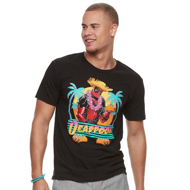 Men's Deadpool Tropical Oasis Tee, Size: Xl, Black